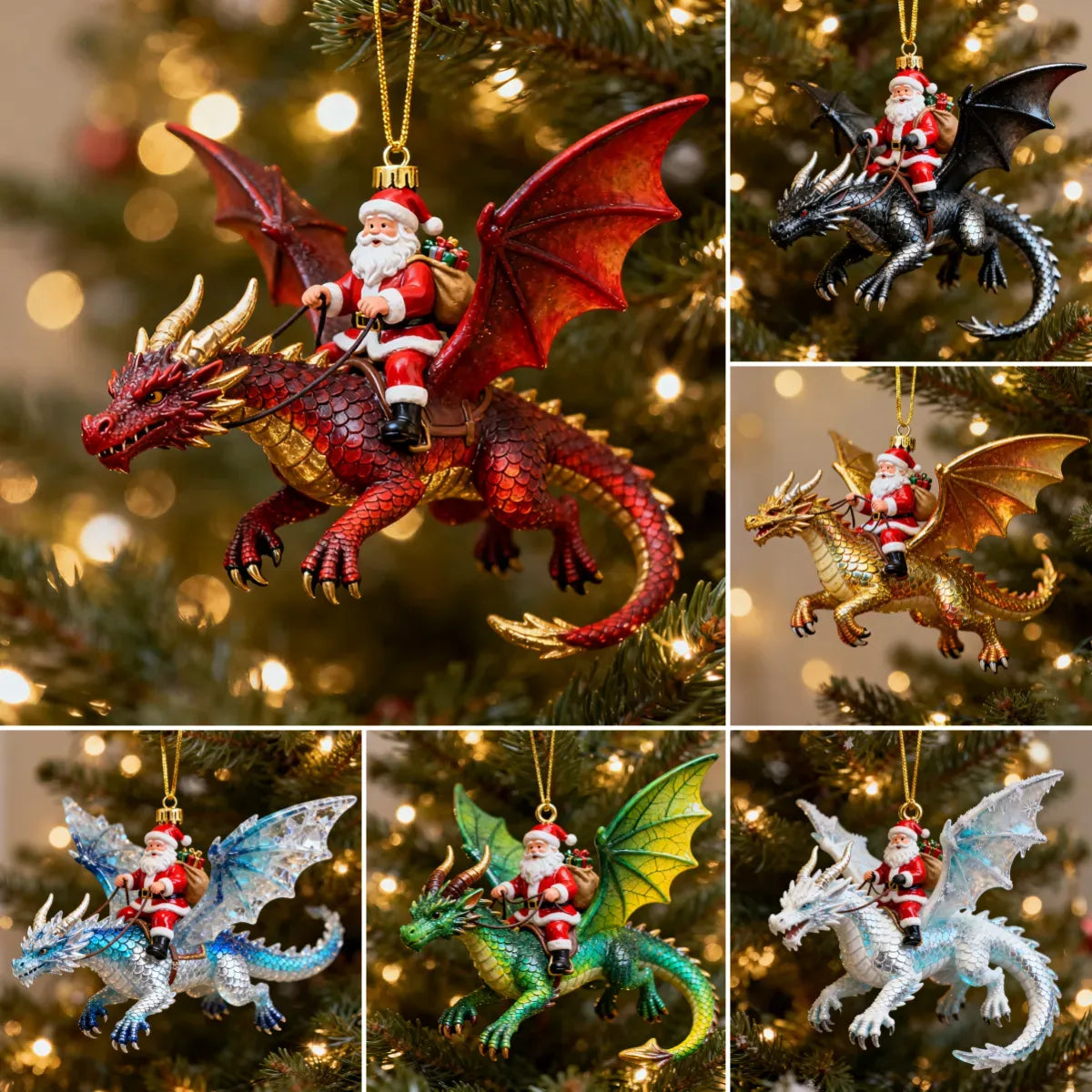 Santa’s Dragon Riders Ornament Collection