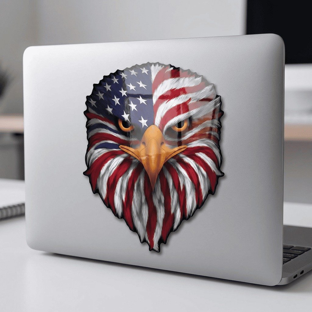 🦅 Reflective Eagle Eyes USA Flag Decal
