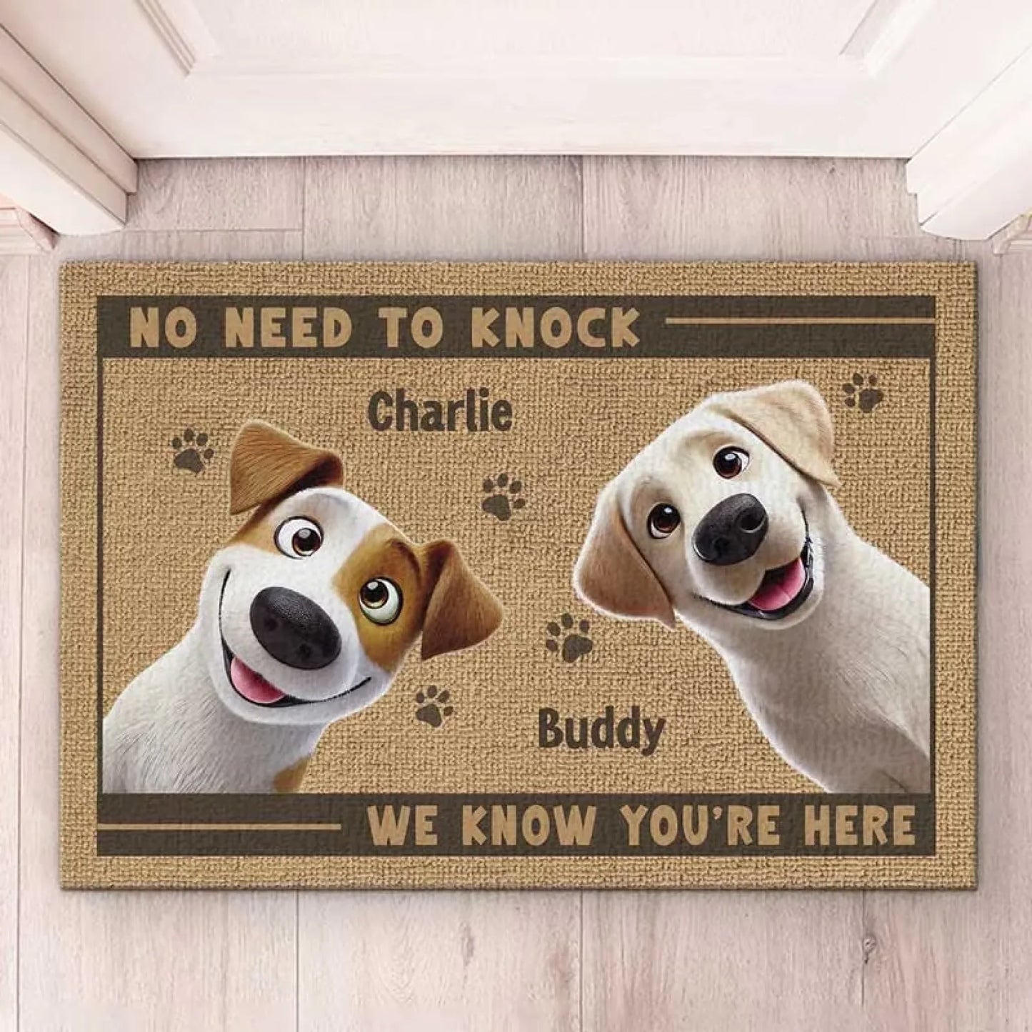 🔥Custom Home Decor Decorative Mat - Personalized Birthday Gifts For Dog Cat Lovers, Dog Dad And Mom, Cat Owners - Paws Before People In This Happy Home🥳Buy 2 Get 10% OFF