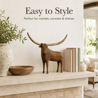 Vintage Longhorn Bull Sculpture