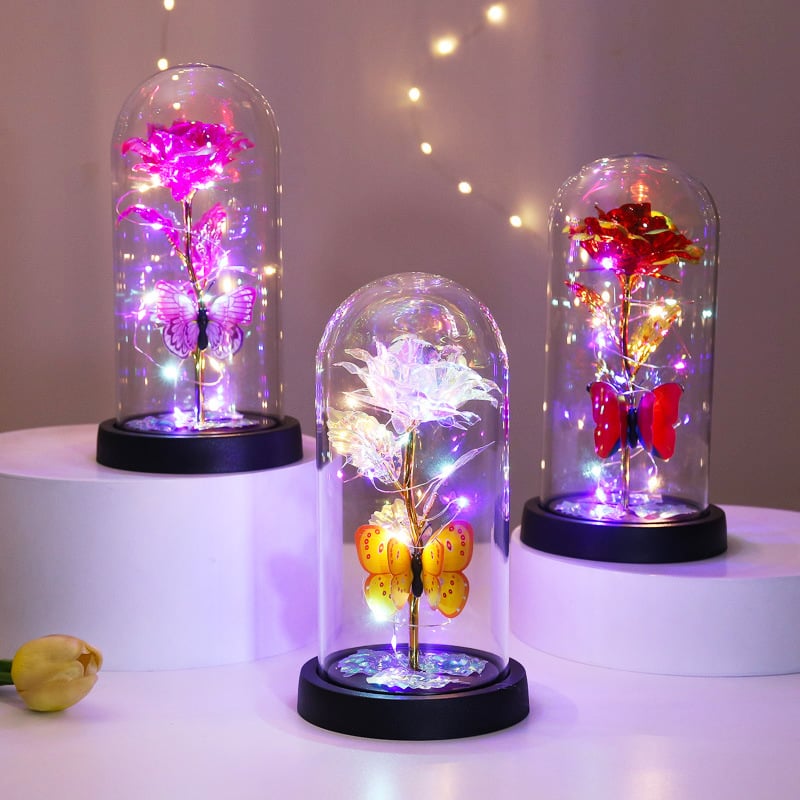 🌹Eternal Butterfly Rose Glass Dome Display with LED Light🥳Buy 2 Get 10% Off