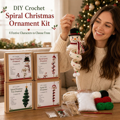 🔥 LAST DAY 49% OFF – ☃️ Crochet Snowman Spiral Ornament DIY Kit | Complete Beginner-Friendly Set with Soft Yarn, Crochet Hook, Festive Beads, Snowflakes & Step-by-Step Guide 🧶🎄✨