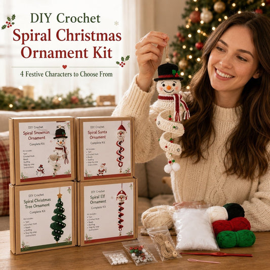🔥 LAST DAY 49% OFF – ☃️ Crochet Snowman Spiral Ornament DIY Kit | Complete Beginner-Friendly Set with Soft Yarn, Crochet Hook, Festive Beads, Snowflakes & Step-by-Step Guide 🧶🎄✨
