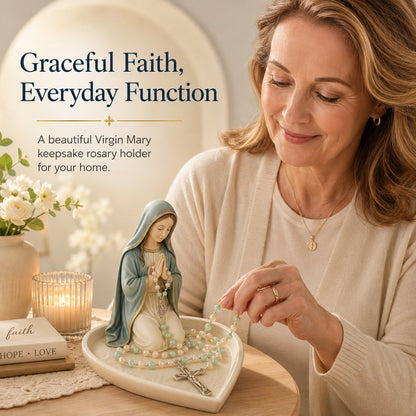 ✝️ HOT SALE 50% OFF - Graceful Faith Virgin Mary Ceramic Rosary Holder Keepsake Tray