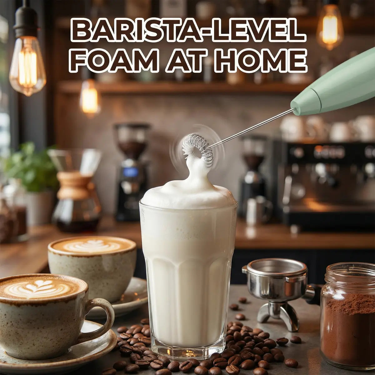 ☕ Portable Electric Frother – Rich Creamy Foam Anytime