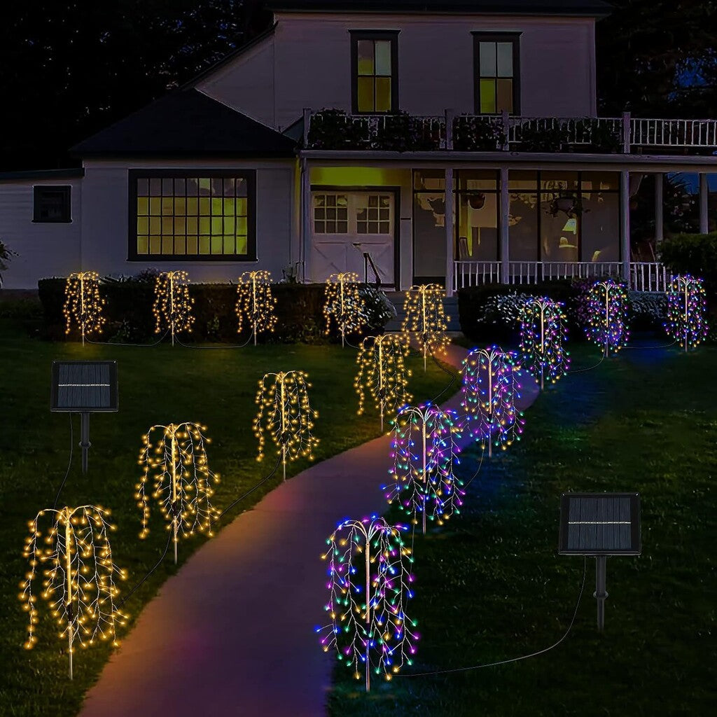 New Solar-Powered Ground-Stake Firework Lights — LED Copper Wire String Lights, Christmas & Holiday Ambient Lighting, Courtyard & Lawn Decor