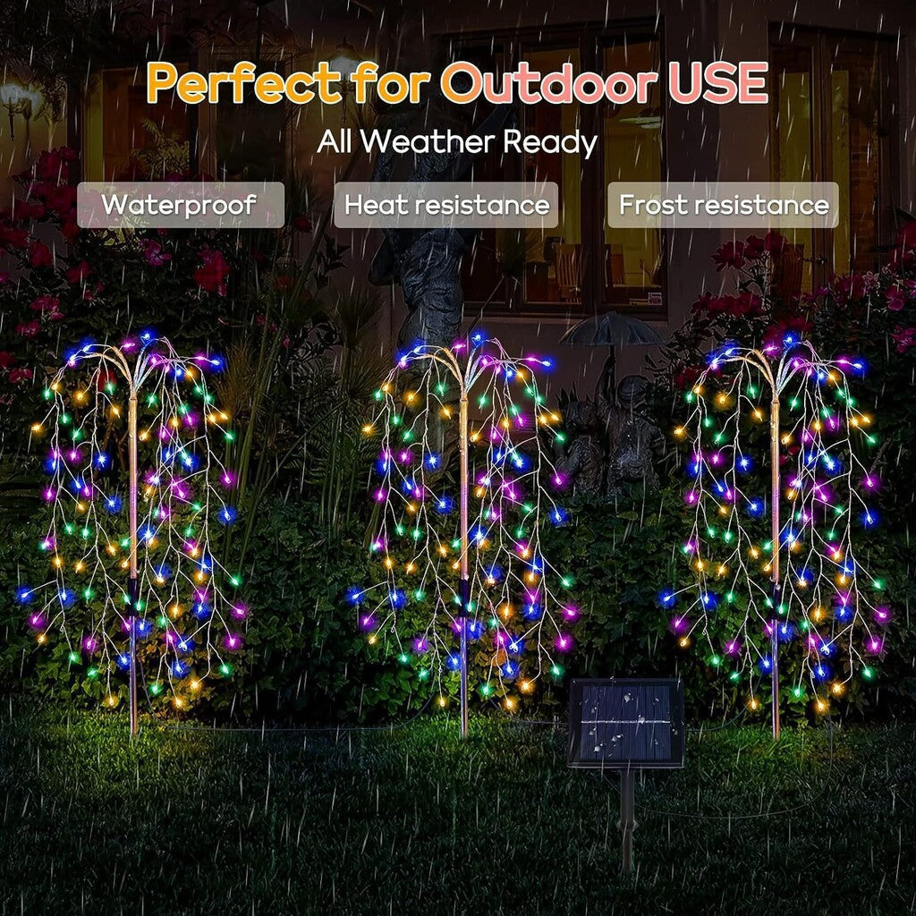 New Solar-Powered Ground-Stake Firework Lights — LED Copper Wire String Lights, Christmas & Holiday Ambient Lighting, Courtyard & Lawn Decor