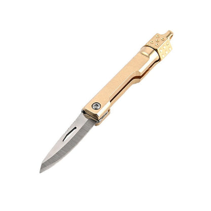 🔥 Mini Brass Dice Folding Knife – Compact EDC Keychain