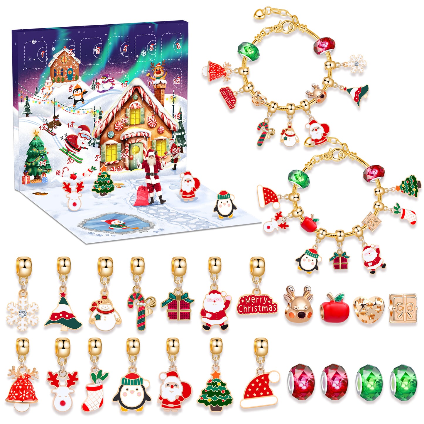 DIY 24 Days Christmas Countdown Calendar Bracelets Set