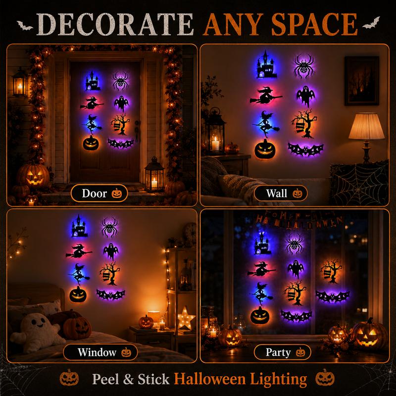 🎃 Battery-Powered Halloween LED Silhouette Wall Decorations