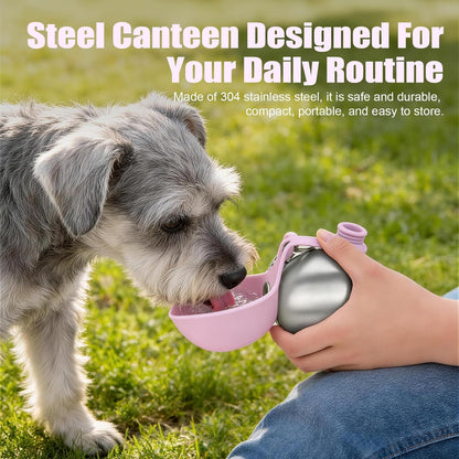 Portable Dog Water Bottle 10oz/285ml Stainless Steel Travel Dog Water Dispenser with Bowl  🔥🔥🔥Buy 2 Get 10 Off