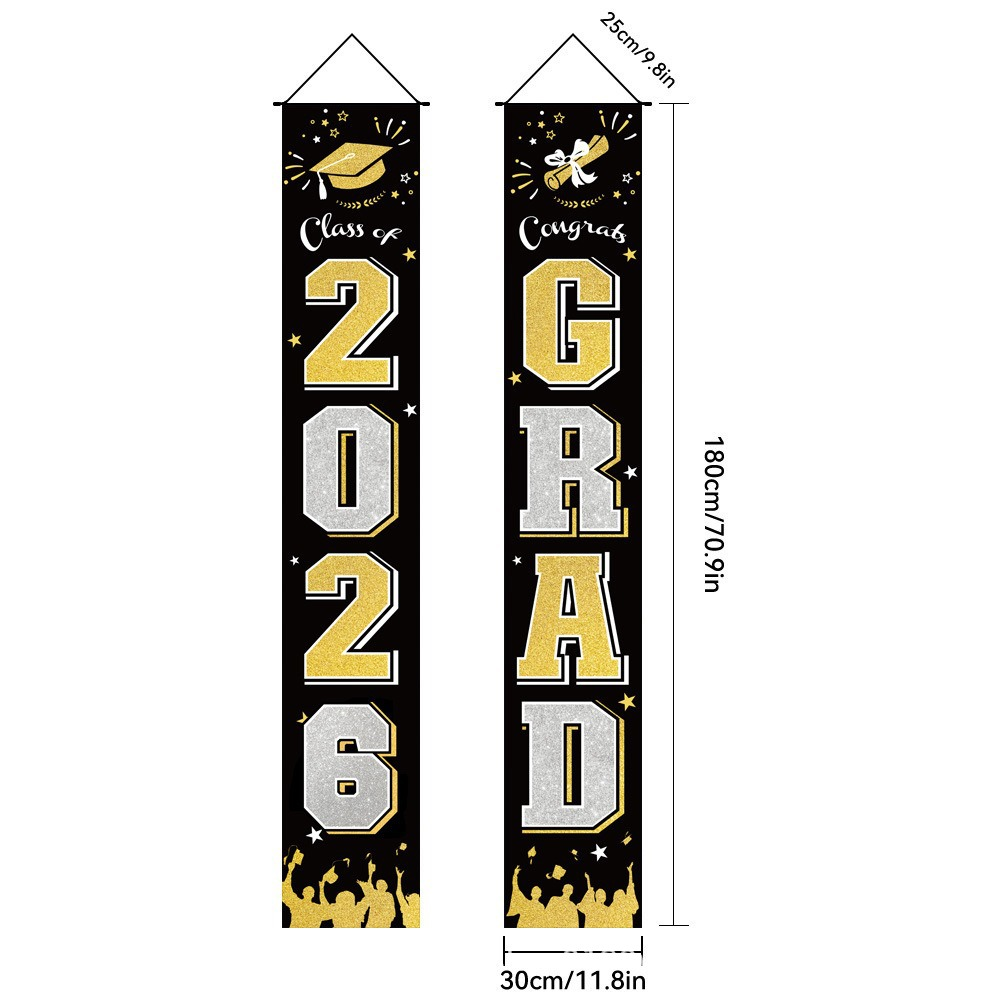 🎓Class of 2026 Graduation Banner | Congrats Grad Front Door Porch Decor for Graduation Party (✨Set of 2)