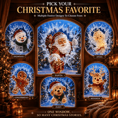 🔥HOT SALE 49% OFF✨🎄Crystal Christmas Break-In Window Decal — 3D Shattered-Glass Holiday Window Decoration