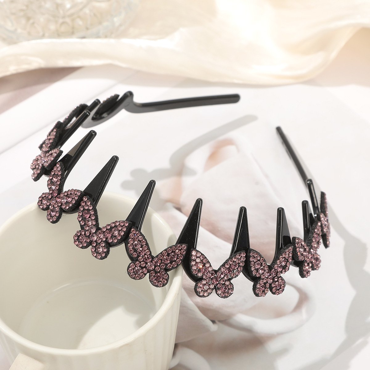 ✨ Wavy Butterfly Headband Set – Non‑Slip, Sparkling, 4 Colors
