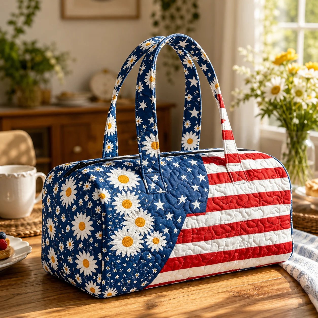 🔥HOT SALE 49% OFF🔥 Floral American Flag Travel Duffel🥳BUY 2 GET 10% OFF