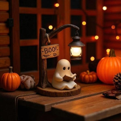 👻Cute Halloween Ghost Reading Figurine📚