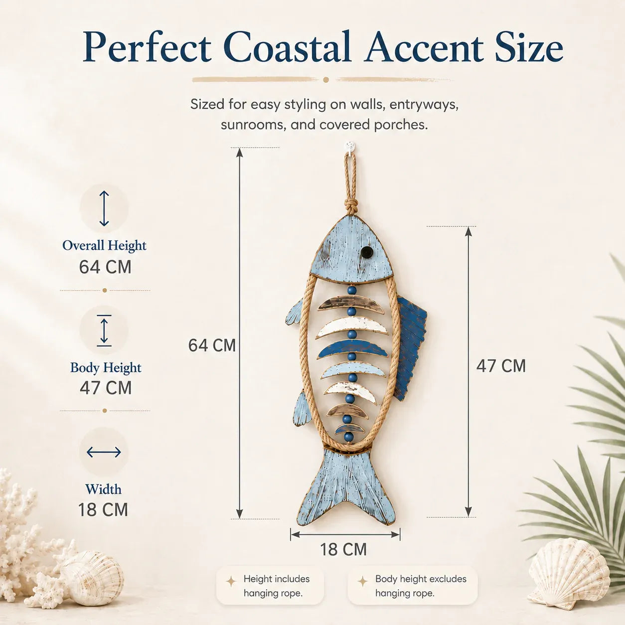🎉🎉🐟✨ Lighted Coastal Rope Fish Wall Hanging