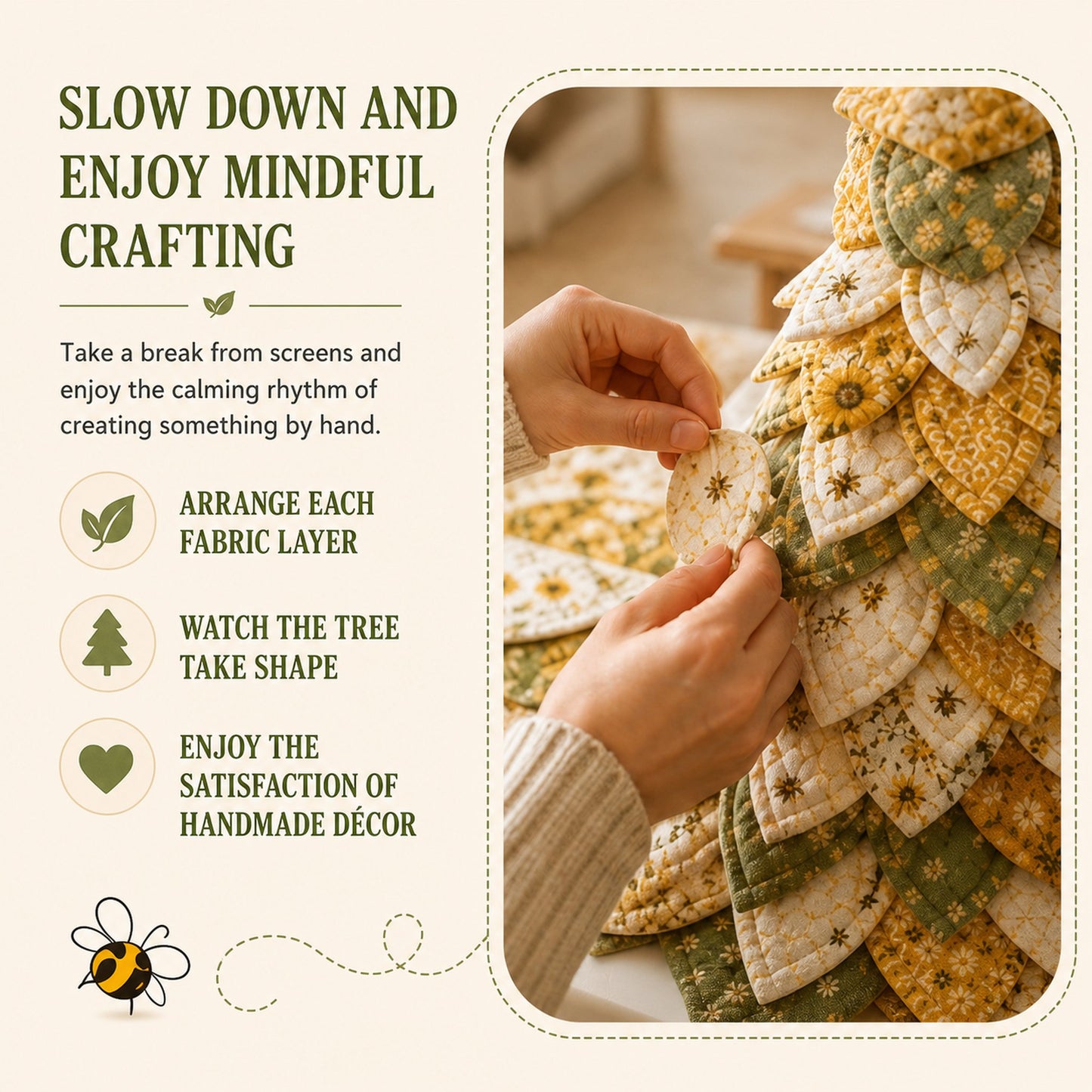 🔥LAST DAY 50% OFF -🌻Sunflower Bee Garden Tree DIY Kit-Handmade Fabric Tabletop Tree Decor