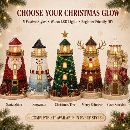 🔥 LAST DAY 49% OFF –🎄 DIY Lighted Christmas Sea Glass-Style Lighthouse Kit ✨