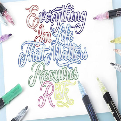 👍🔥👍8/12/24/36/48 Colors Double Line Outline Art Pen Marker Pen