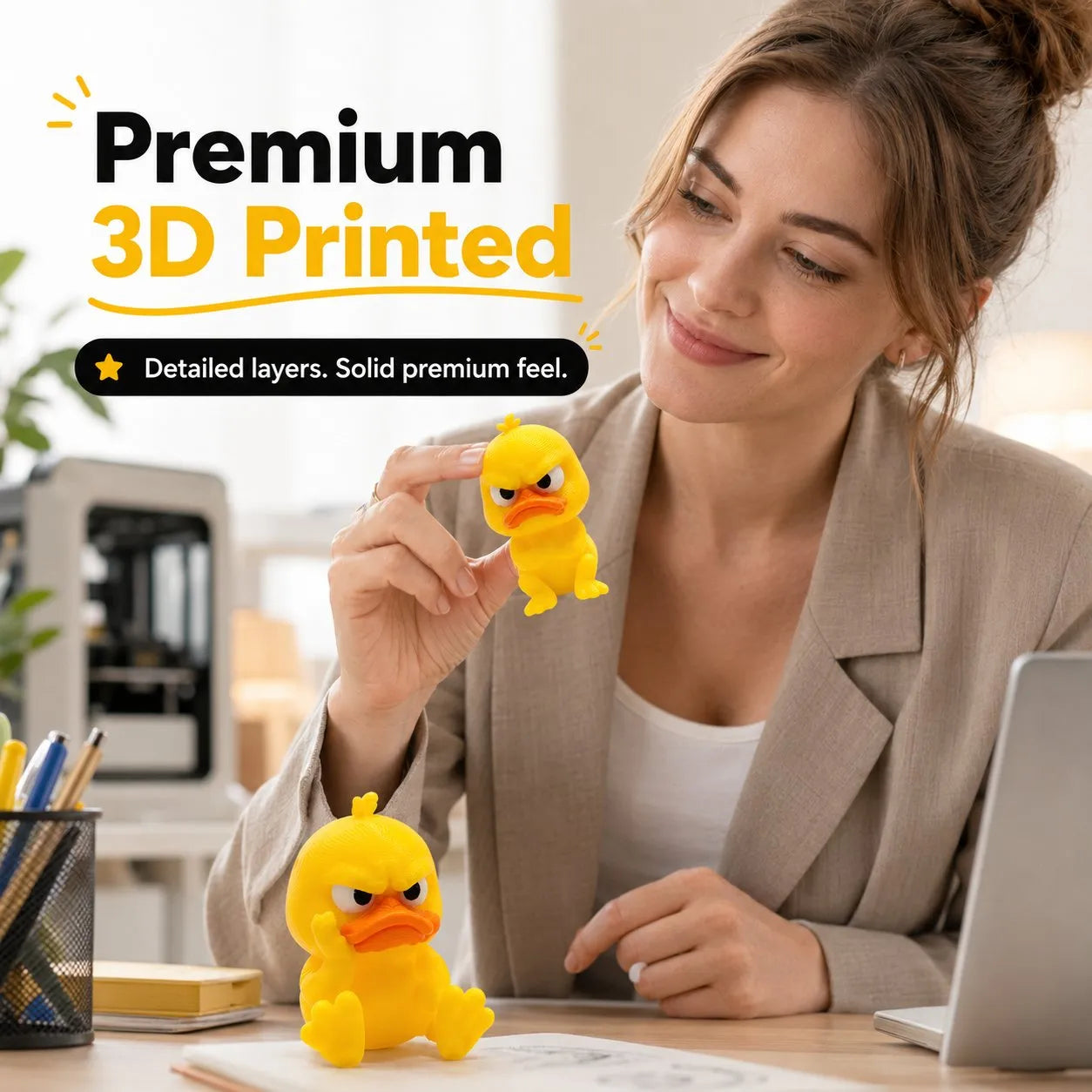 3D Printed Angry Duck Mini Desk Figurine