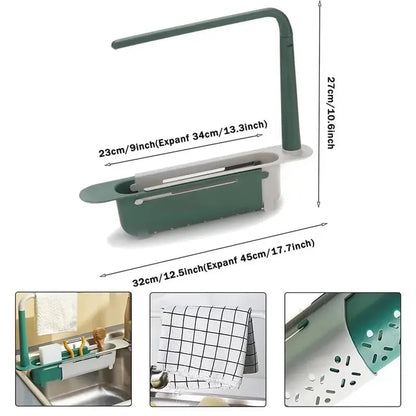 1PCS Retractable Sink Shelf — Adjustable-Length Sink Organizer & Expandable Kitchen Towel Rack