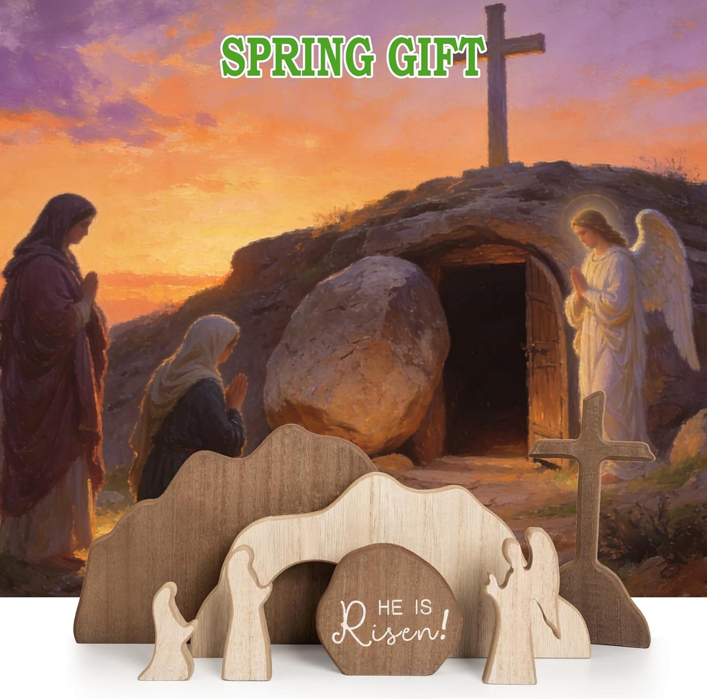 Jesus Nativity and Resurrection Statue Set - Christian Catholic Religious Gifts