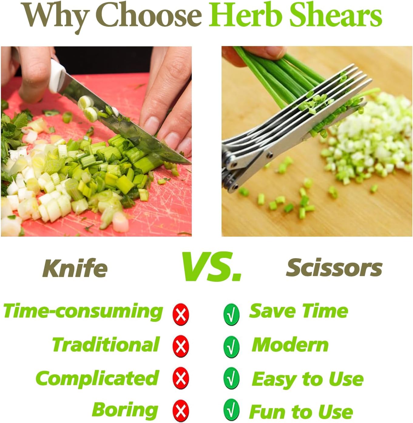 ✂️🌿5-Blade Stainless Steel Herb Scissors with Cleaning Brush & Protective Cover