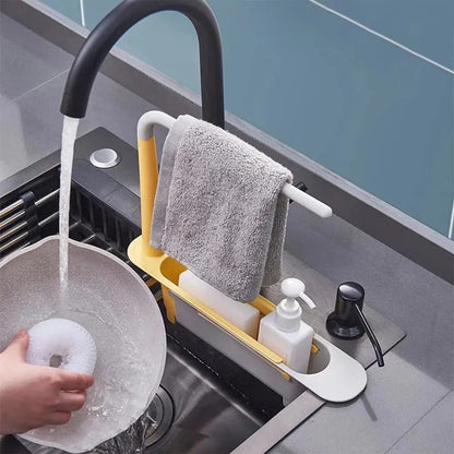 1PCS Retractable Sink Shelf — Adjustable-Length Sink Organizer & Expandable Kitchen Towel Rack