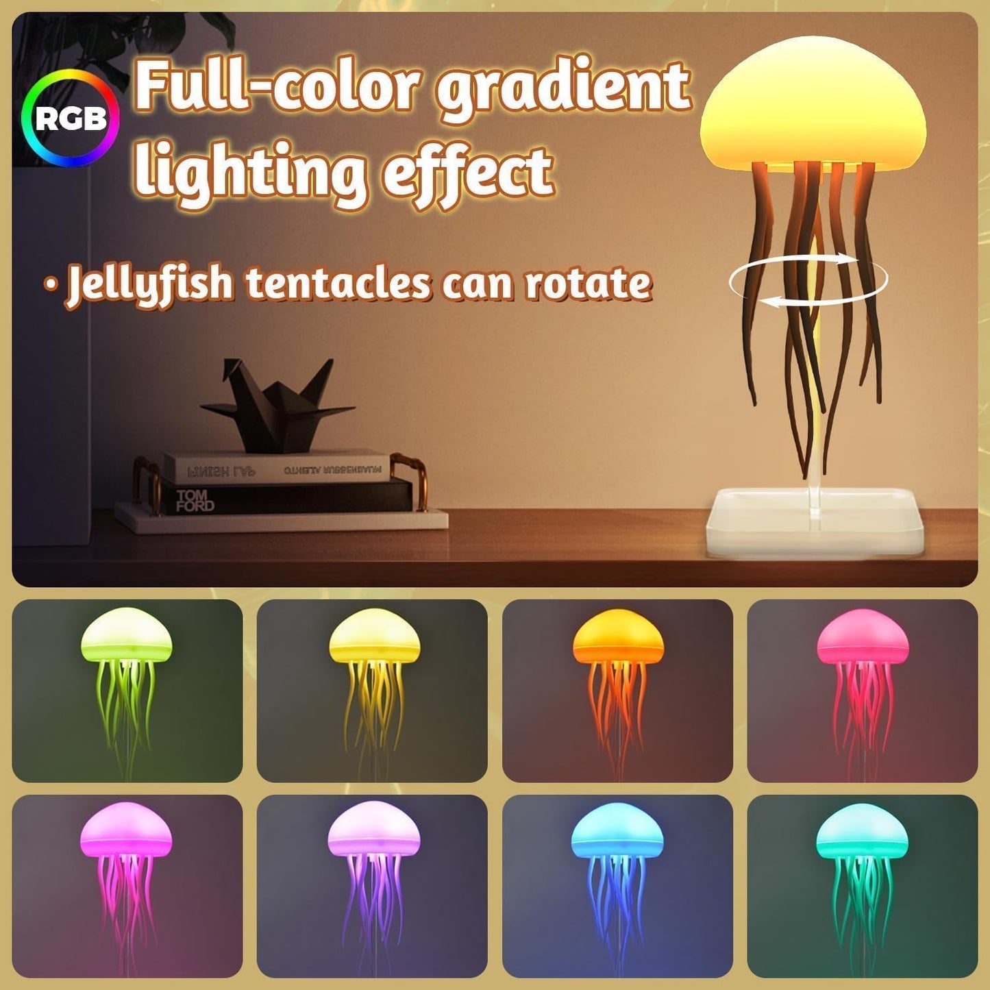 🌊 Floating Jellyfish Lamp – Colorful, Voice-Controlled, Rechargeable