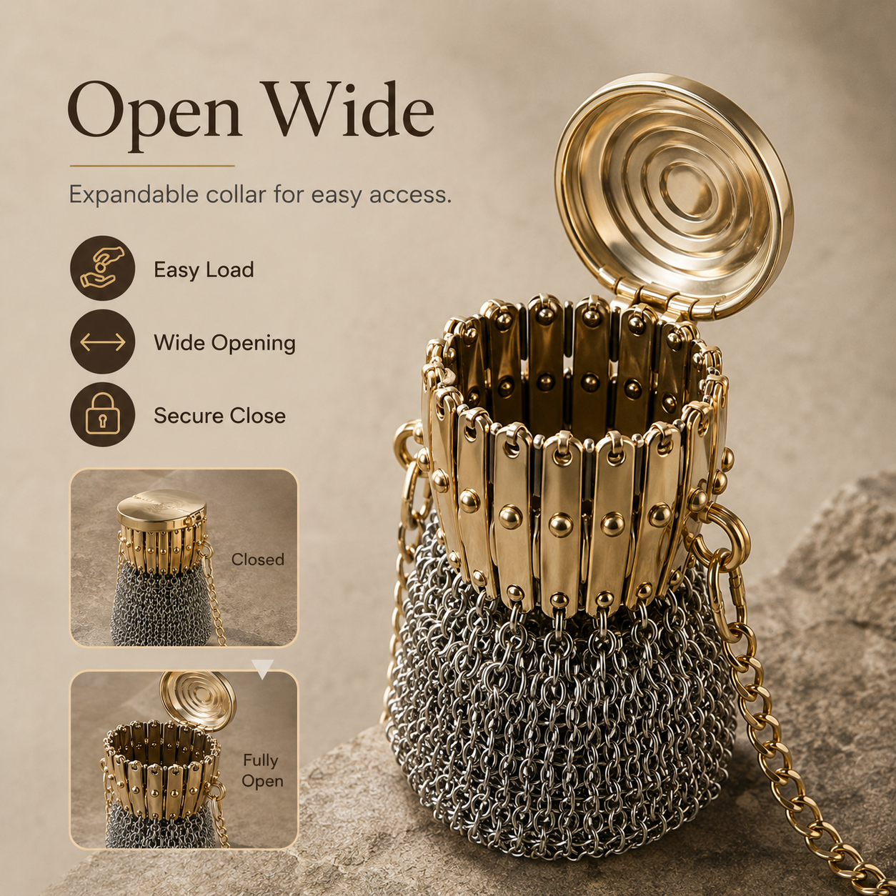 Vintage-Inspired Metal Mesh Coin Purse – Expandable Stainless Steel Pocket Wallet & Collectible Gift