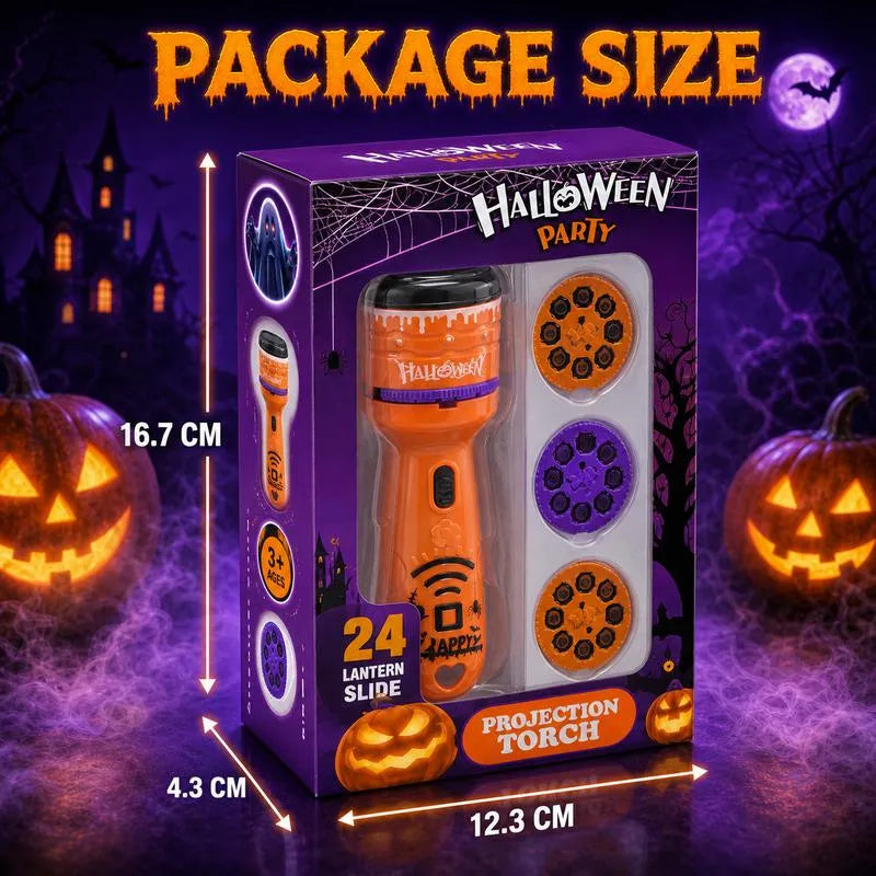 🔥HOT SALE 49% OFF -🎃👻Kids Halloween Christmas Projection Flashlight Toy – Create Magical Bedtime Stories With 24 Festive Light Slides