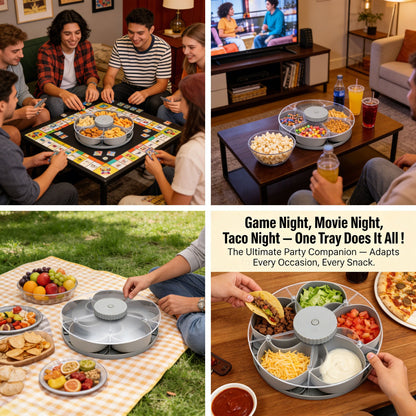 ✅ Rotating 5-Compartment Snack Tray👉Divided Spin & Snack Serving Tray