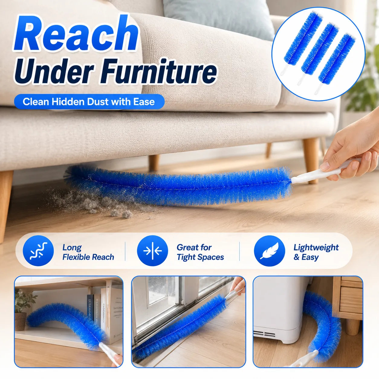 🔥⏰Buy 1 Get 1 Free（6 pack)⏳🔥3-pack set——Bendable Microfiber Head,Reusable Dust Remover