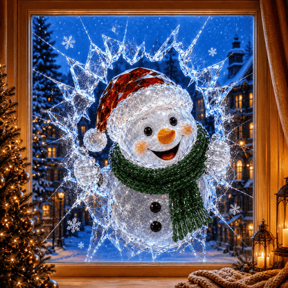 🔥HOT SALE 49% OFF✨🎄Crystal Christmas Break-In Window Decal — 3D Shattered-Glass Holiday Window Decoration