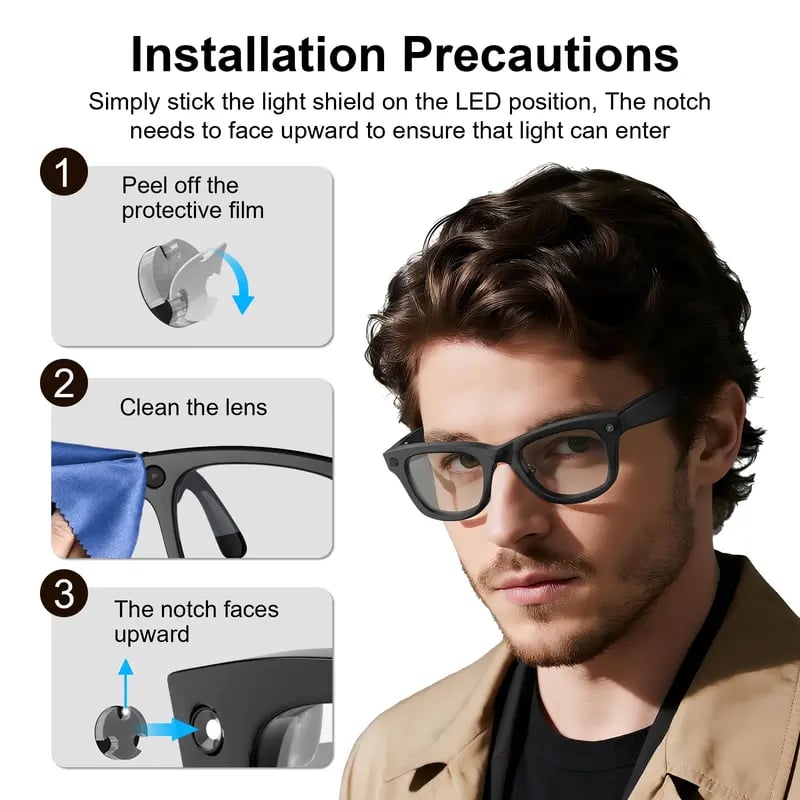 🔥12Pcs/Box Smart Glasses LED Privacy Stickers, Light Block Stickers for AI Smart Glasses