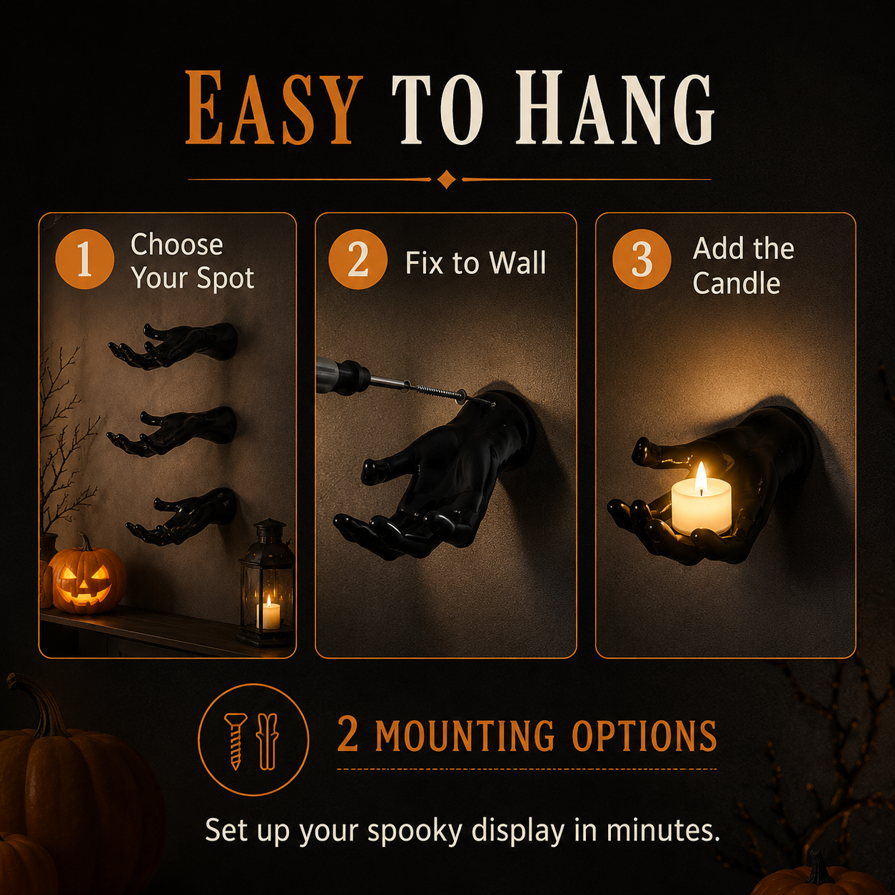 🥳3-Pack Light-Up Creepy Halloween Hands Wall Décor
