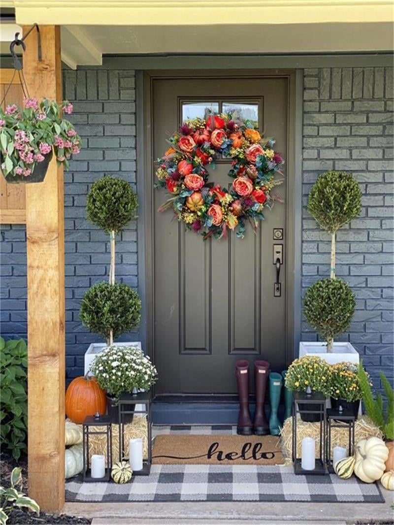 🔥Last Day 49% OFF💖 Handmade Fall Peony And Pumpkin Wreath - Year Round Wreath