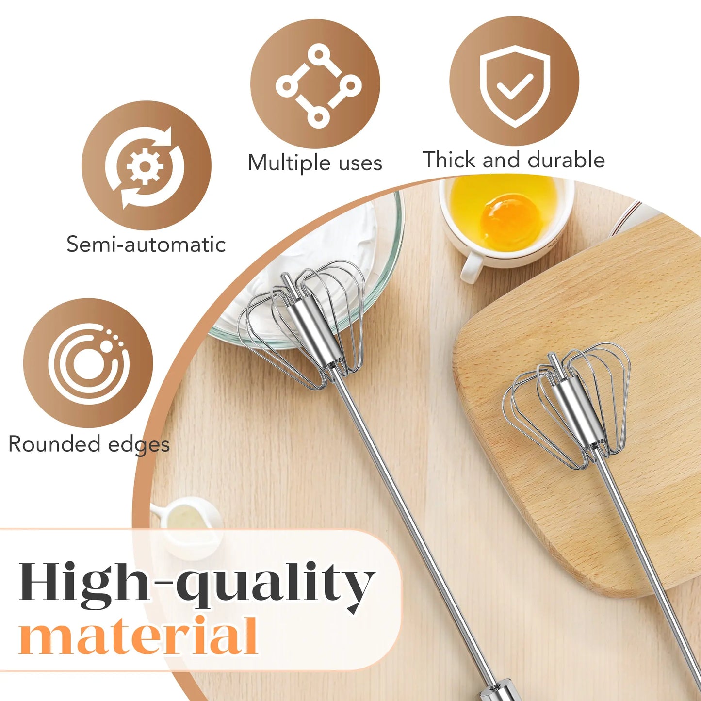 🔥  Stainless Steel Semi-Automatic Whisk