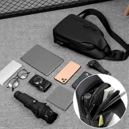 🔥 Hot Sale | Men’s Waterproof Sling Bag with USB Charging Port