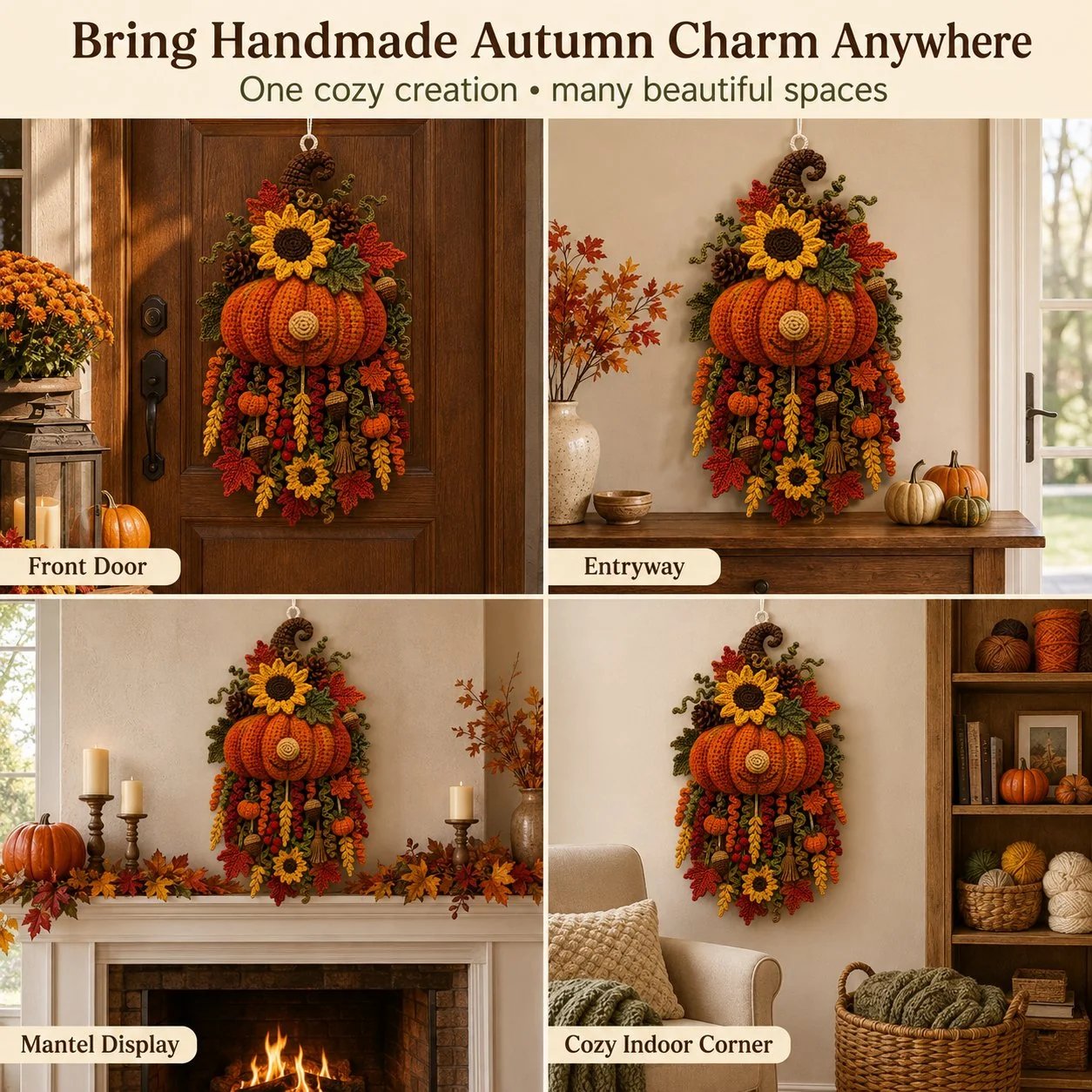 🔥 HOT SALE 🔥⏳ New Arrival 49% OFF – 🧶 DIY Seasonal 3D Crochet Door Hanger Kit Collection | Coordinated Yarn, Filling, Accessories & Step-by-Step Instructions Included 💕