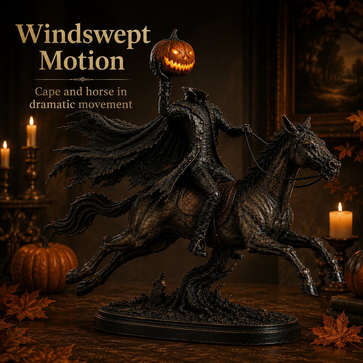 ⏰Limited Stock 50% OFF - 🎃🏇Midnight Chase Headless Horseman Statue✨