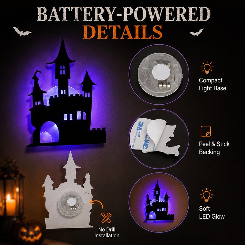 🎃 Battery-Powered Halloween LED Silhouette Wall Decorations