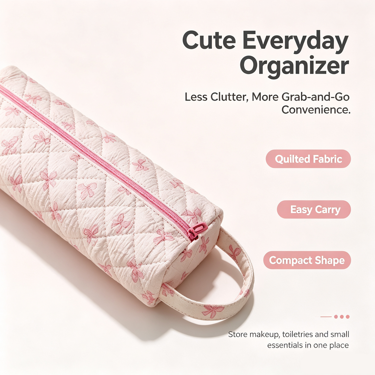 ✨ Quilted Travel Organizer Pouch – Cute, Spacious & Easy to Carry