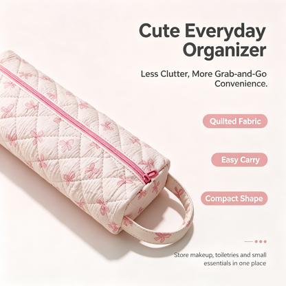 ✨ Quilted Travel Organizer Pouch – Cute, Spacious & Easy to Carry