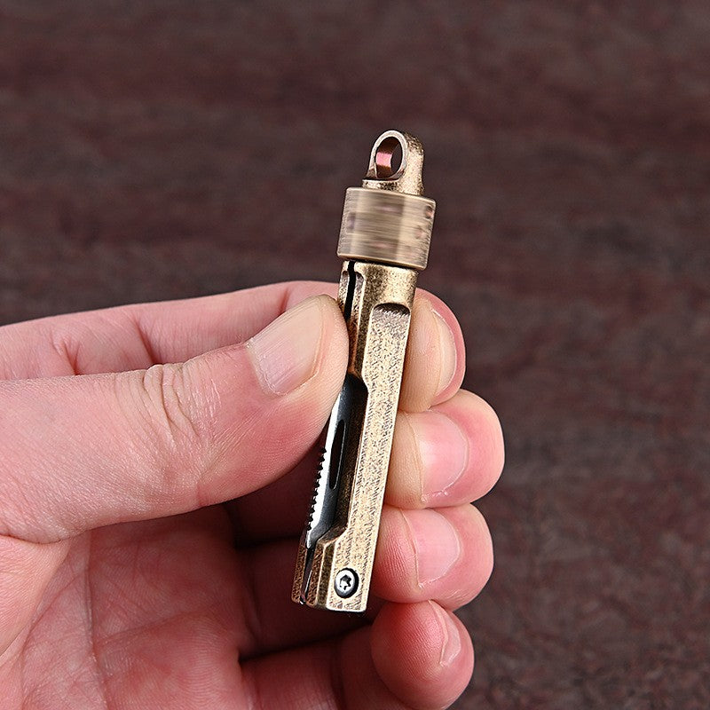 🔥 Mini Brass Dice Folding Knife – Compact EDC Keychain