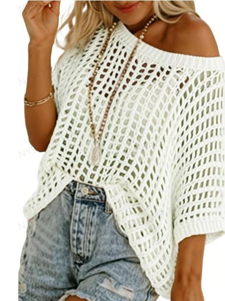 🎁2026 New Hot Sale- Womens Summer Scoop Neck Short Sleeve Sweater
