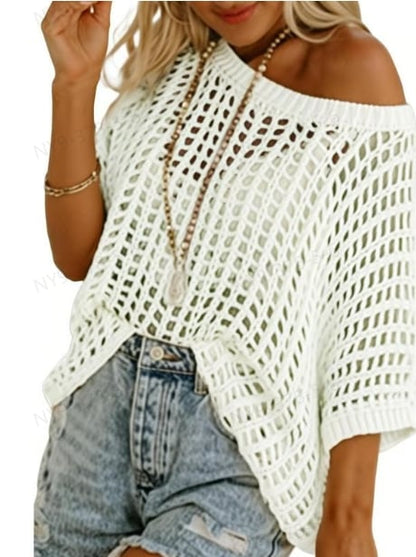 🎁2026 New Hot Sale- Womens Summer Scoop Neck Short Sleeve Sweater