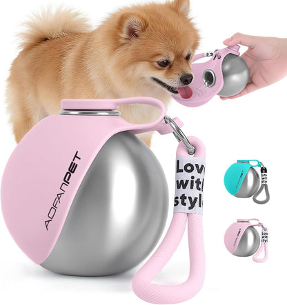 Portable Dog Water Bottle 10oz/285ml Stainless Steel Travel Dog Water Dispenser with Bowl  🔥🔥🔥Buy 2 Get 10 Off