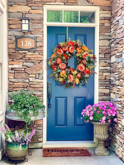 🔥Last Day 49% OFF💖 Handmade Fall Peony And Pumpkin Wreath - Year Round Wreath